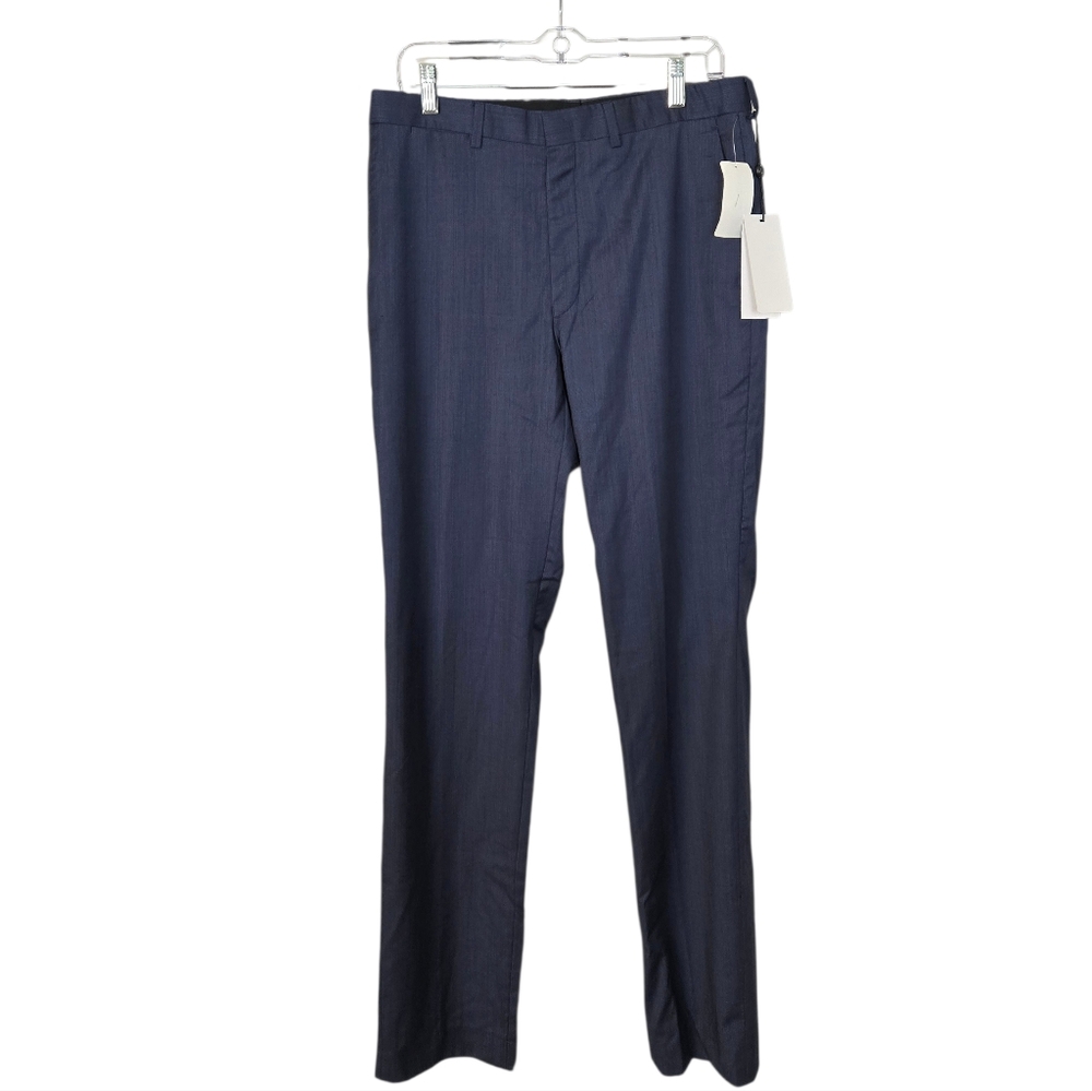 DKNY Men's Deep Blue Wool Reda Super 130's Dress Pants
